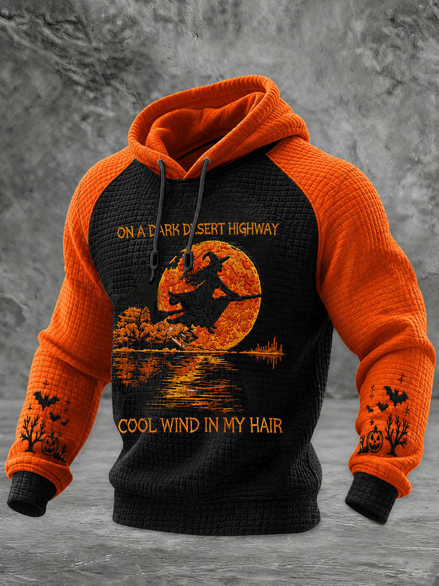 On A Dark Desert Highway Cool Wind In My Hair Hoodie Halloween Witch Merch Cozy Apparel Gift - Animerelic