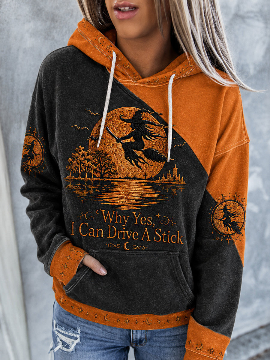 Why Yes I Can Drive A Stick Hoodie Halloween Witch Merch Birthday Presents For Wife - Animerelic
