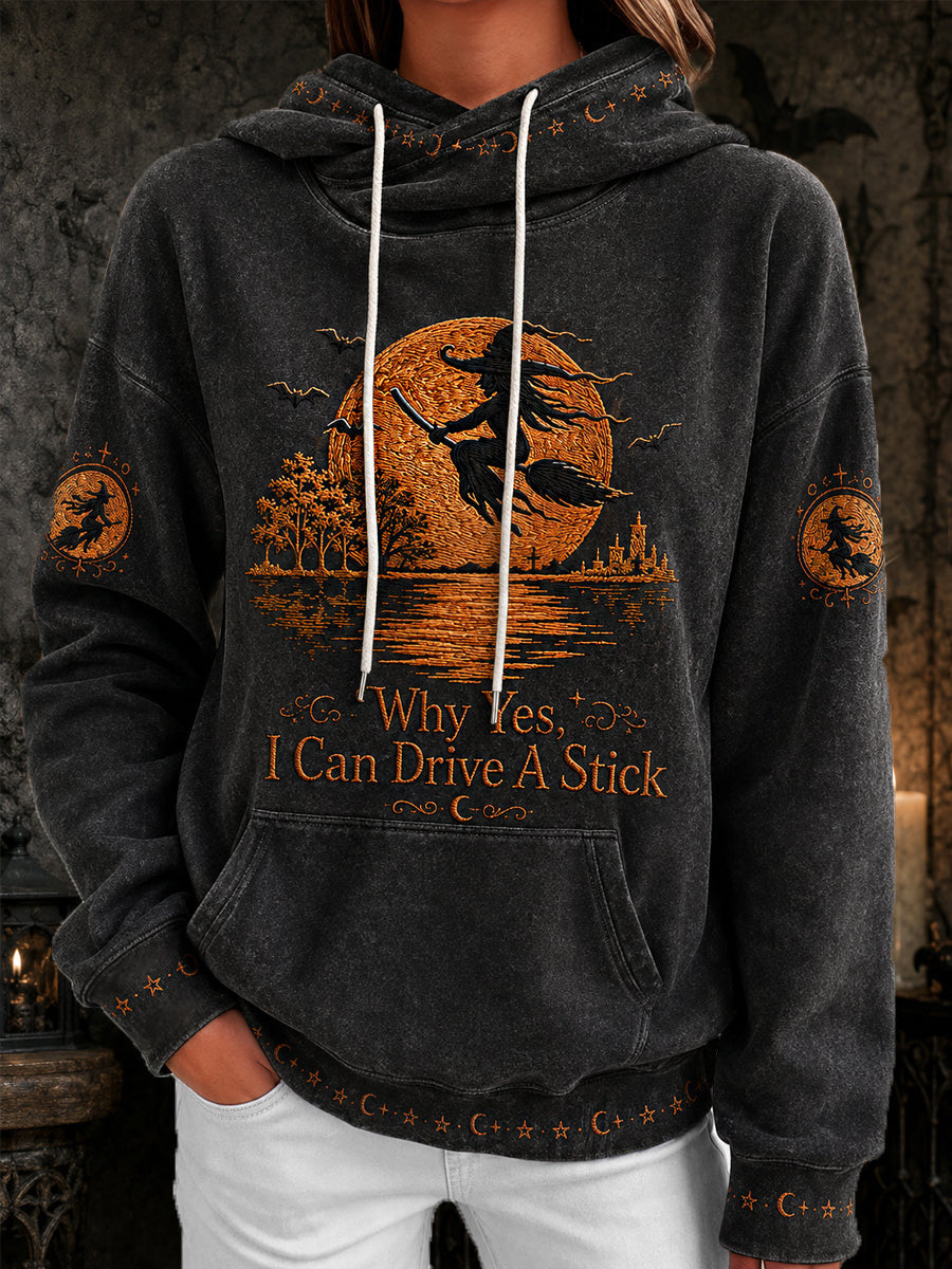 Why Yes I Can Drive A Stick Hoodie Halloween Witch Merch Halloween Clothes For Her - Animerelic