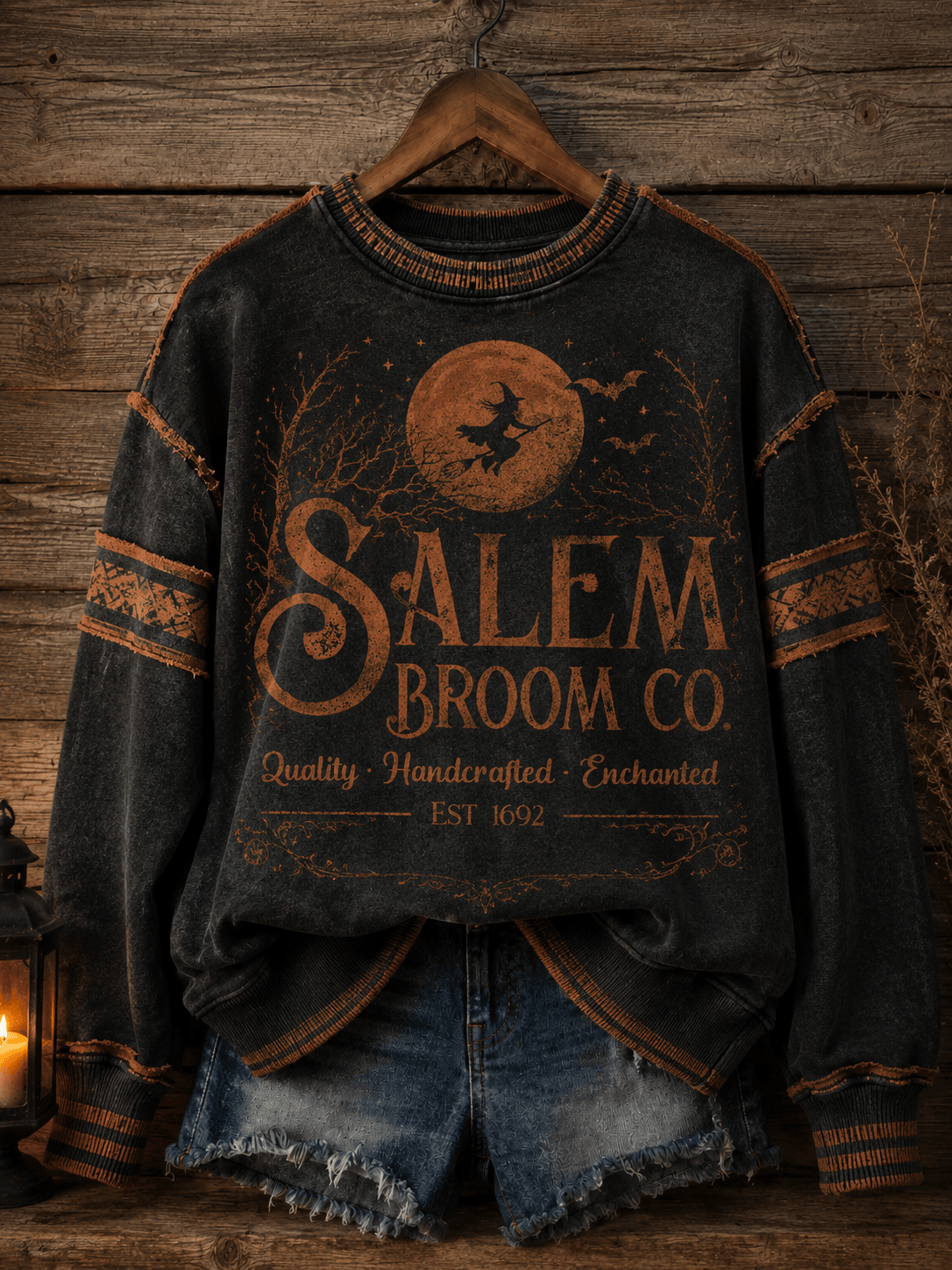 Salem Broom Co Quality Handcrafted Enchanted Est 1692 Sweatshirt Halloween Apparel Fan Gift - Animerelic