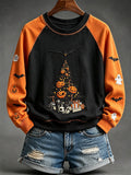 Halloween Christmas Tree Pumpkins Ghosts Sweatshirt Spooky Merch Ideas Gift - Animerelic
