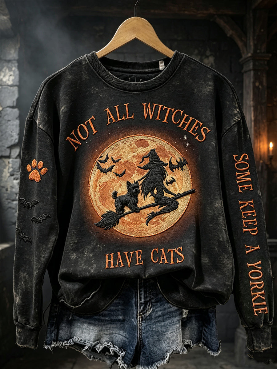 Not All Witches Have Cats Some Keep A Yorkie Sweatshirt Halloween Witch Merch Present For Wife - Animerelic