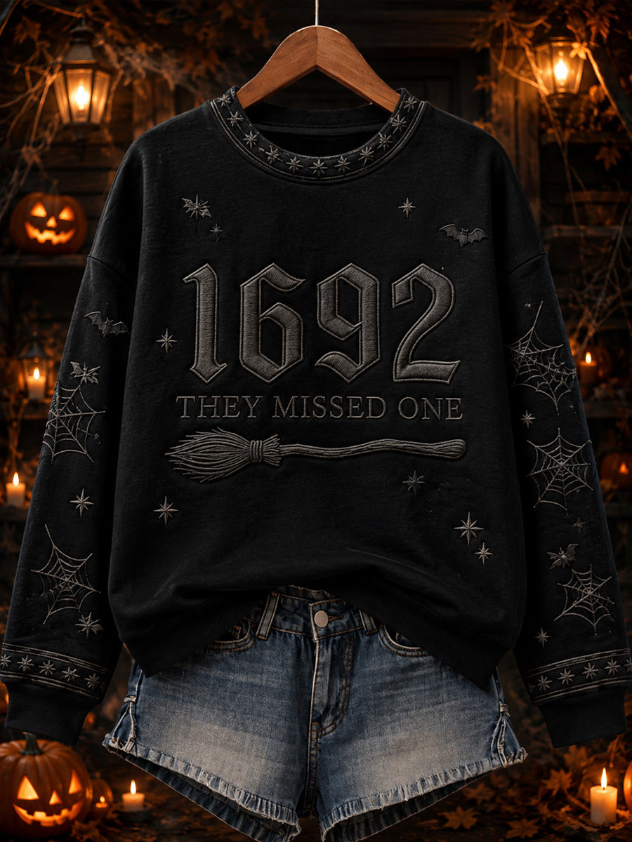 1692 They Missed One Sweatshirt Halloween Witch Merch Cozy Halloween Clothes - Animerelic