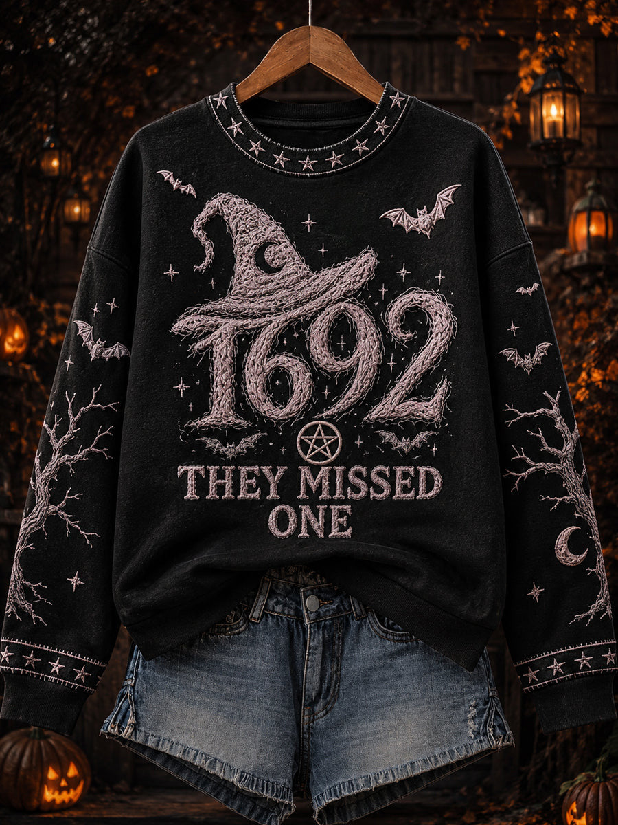 1692 They Missed One Sweatshirt Halloween Witch Clothing Cute Halloween Apparel - Animerelic