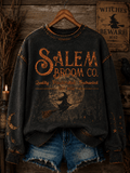 Salem Broom Co Quality Handcrafted Enchanted Est 1692 Sweatshirt Halloween Witch Clothing - Animerelic