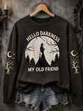 Hello Darkness My Old Friend Sweatshirt Halloween Witch Clothing Gift For Cozy Autumn - Animerelic