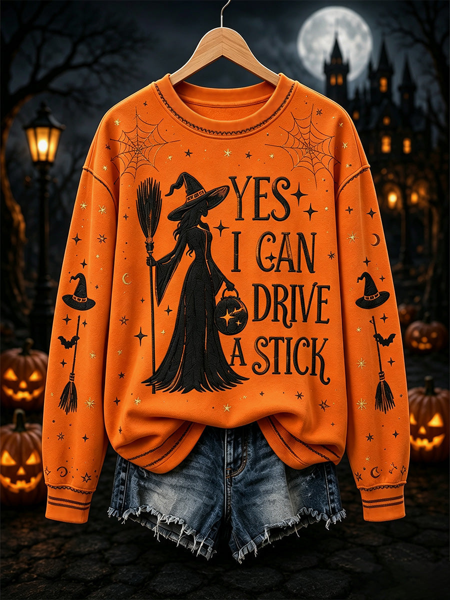 Yes I Can Drive A Stick Sweatshirt Halloween Witch Clothing Apparel For Halloween Lovers - Animerelic
