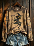 Witchy Pumpkin Flight Sweatshirt Halloween Witch Clothing Birthday Ideas For Women - Animerelic