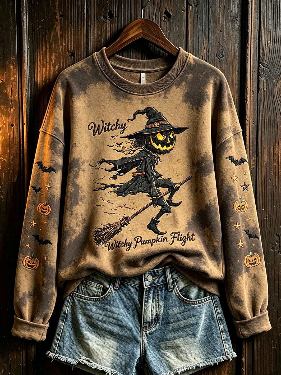 Witchy Pumpkin Flight Sweatshirt Halloween Witch Clothing Birthday Ideas For Women - Animerelic