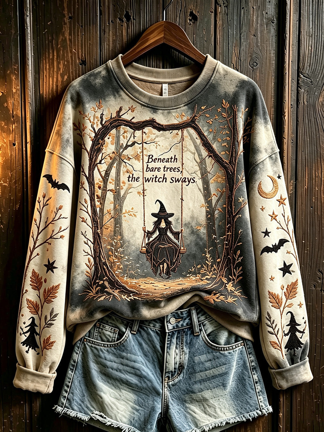 Beneath Bare Trees The Witch Sways Sweatshirt Halloween Merch Gift Ideas For Wife - Animerelic