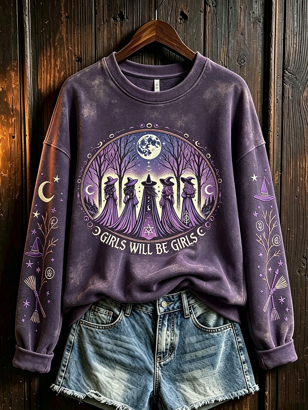 Girls Will Be Girls Sweatshirt Witch Halloween Clothing Halloween Gift - Animerelic