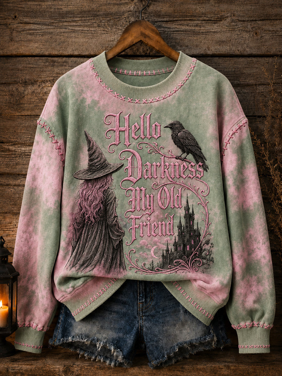 Hello Darkness My Old Friend Sweatshirt Gothic Halloween Clothing Halloween Gifts For Her - Animerelic