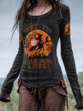 Why Yes I Can Drive A Stick Long Sleeve Shirt Halloween Witch Clothing Spooky Gifts For Her - Animerelic