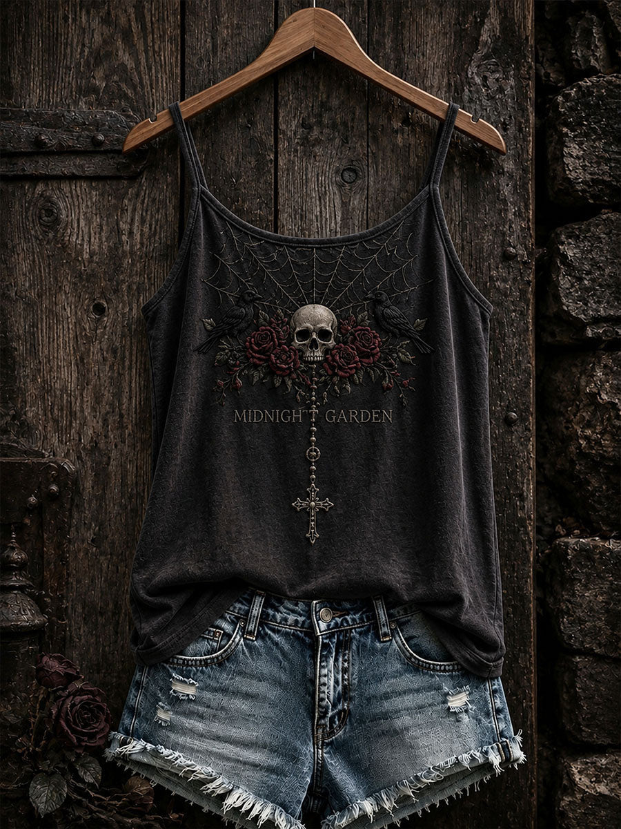 Midnight Garden Tank Top Gothic Skull Clothing Fall Fashion Gift Ideas - Animerelic