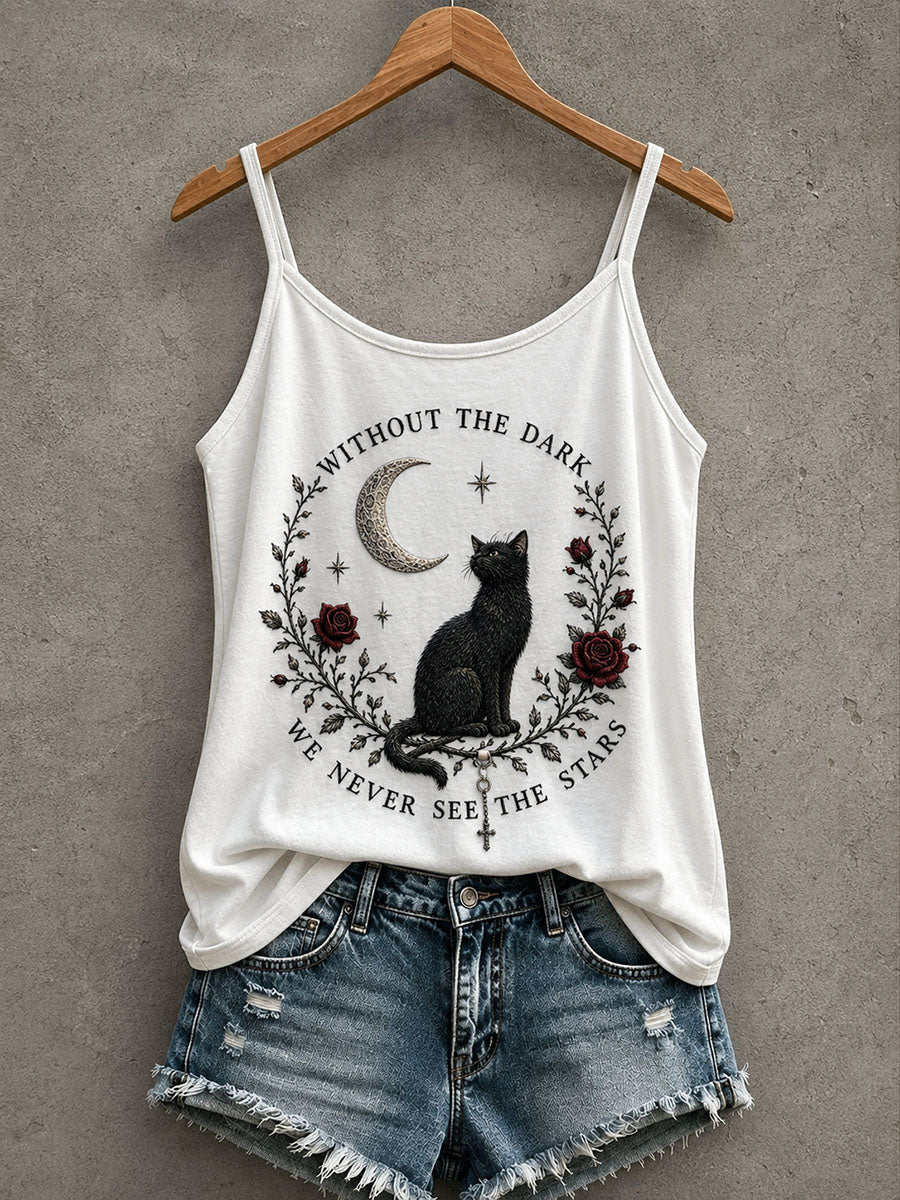 Without The Dark We Never See The Stars Tank Top Gothic Cat Clothing New Season Outfit - Animerelic