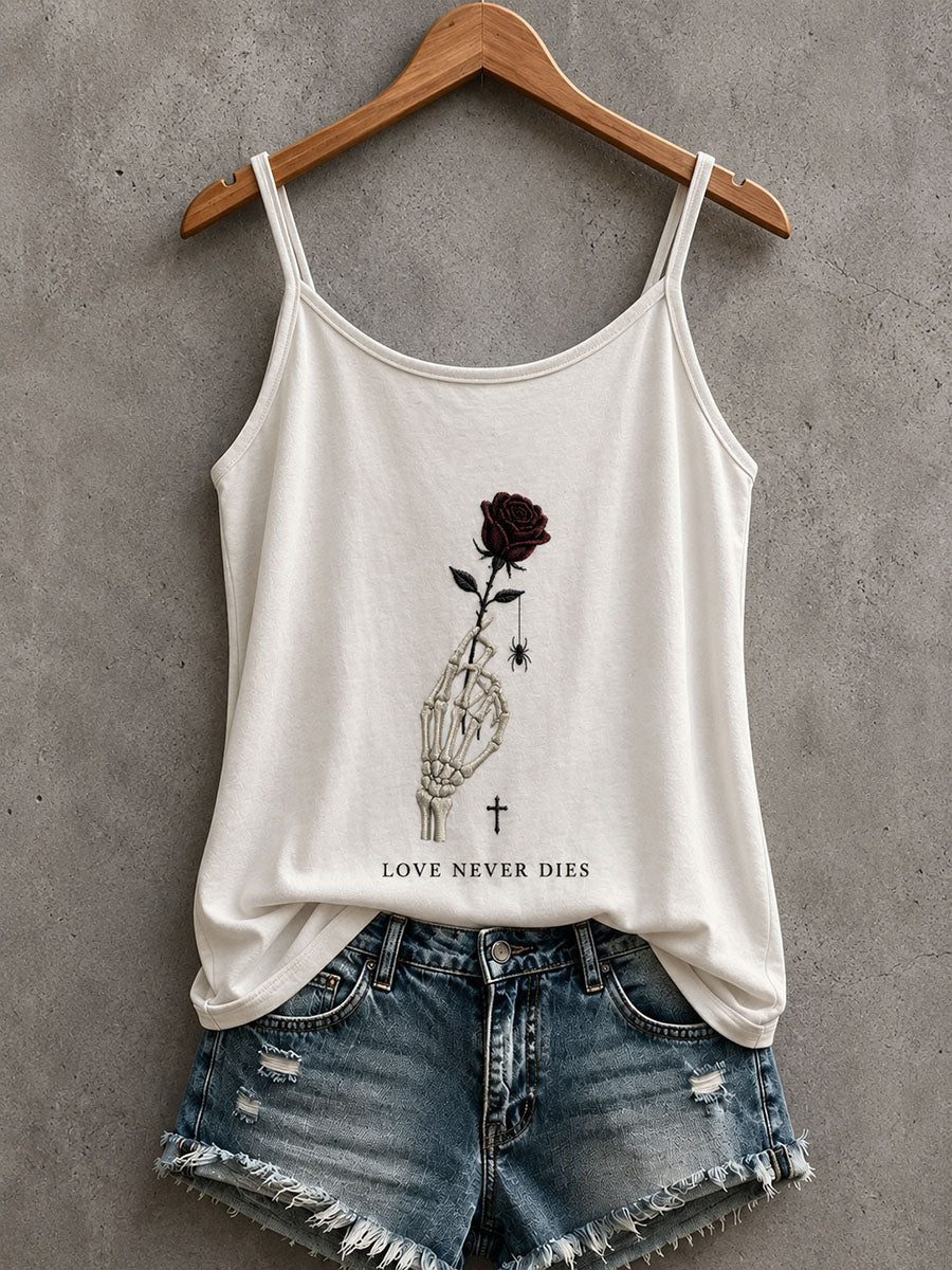 Love Never Dies Tank Top Gothic Rose Merch Halloween Anniversary Gifts - Animerelic