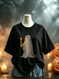 Ghost Holding Candle T-Shirt Halloween Spooky Clothing Best Halloween Apparel Ideas - Animerelic