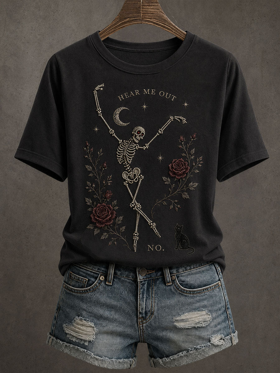 Hear Me Out No T-Shirt Skeleton Halloween Merch Gift For Halloween Enthusiasts - Animerelic