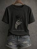 Love Never Dies T-Shirt Gothic Rose Merch Unique Halloween Apparel Finds - Animerelic
