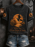 Why Yes I Can Drive A Stick T-Shirt Halloween Witch Clothing Top Halloween Outfit - Animerelic