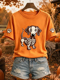 Skeleton Dachshund Paw T-Shirt Halloween Dog Clothing Cozy Halloween Clothes - Animerelic