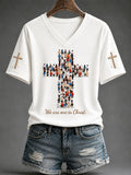 We Are One In Christ V-Neck Shirt Christian Cross Clothes Christian Mom Birthday Gift - Animerelic
