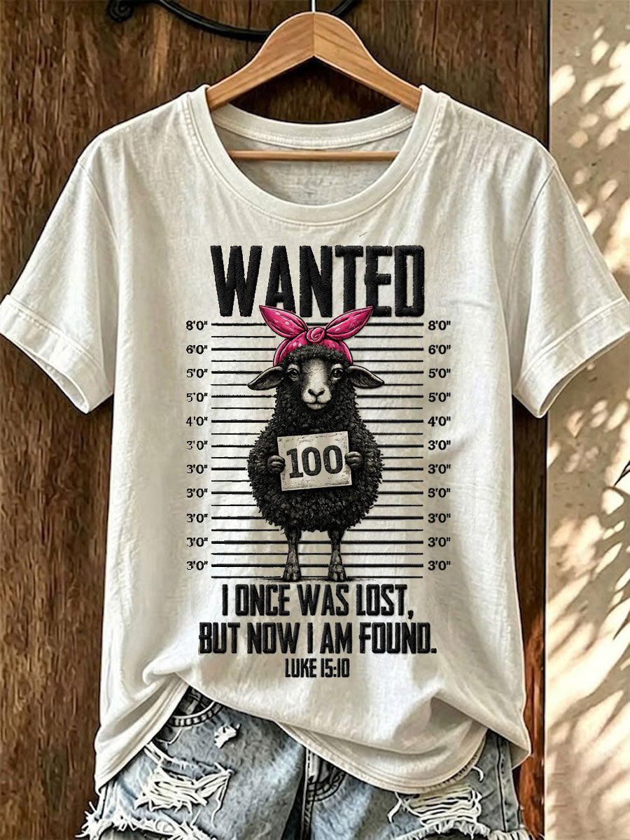 Wanted I Once Was Lost But Now I Am Found Luke 15 10 T-Shirt Sheep Religious Clothes - Animerelic