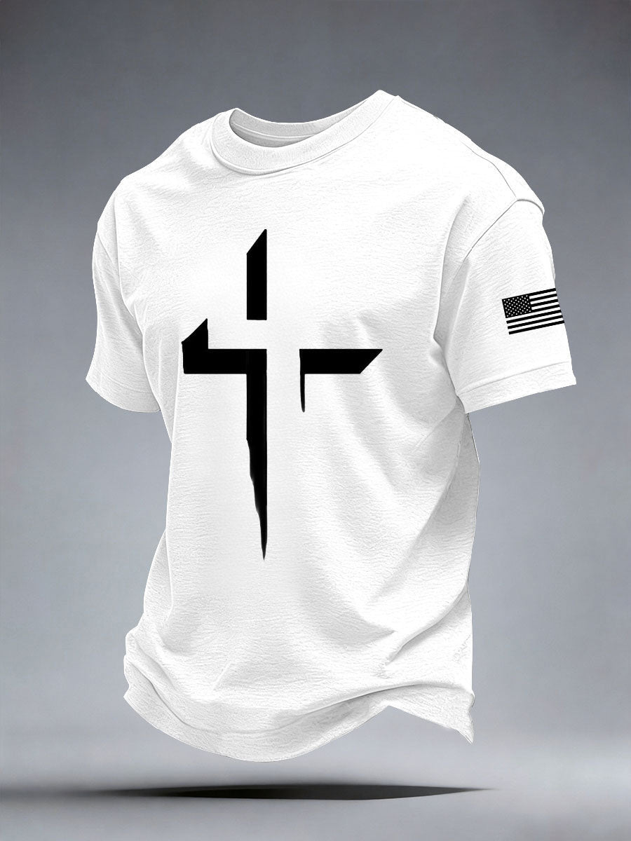 Abstract Cross T-Shirt Christian American Apparel Christian Boss Gift For Men - Animerelic