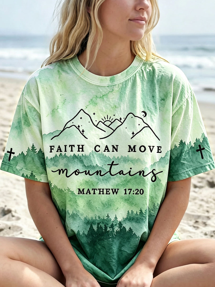 Faith Can Move Mountains Matthew 17 20 T-Shirt Christian Bible Verse Clothes Religious Gift - Animerelic