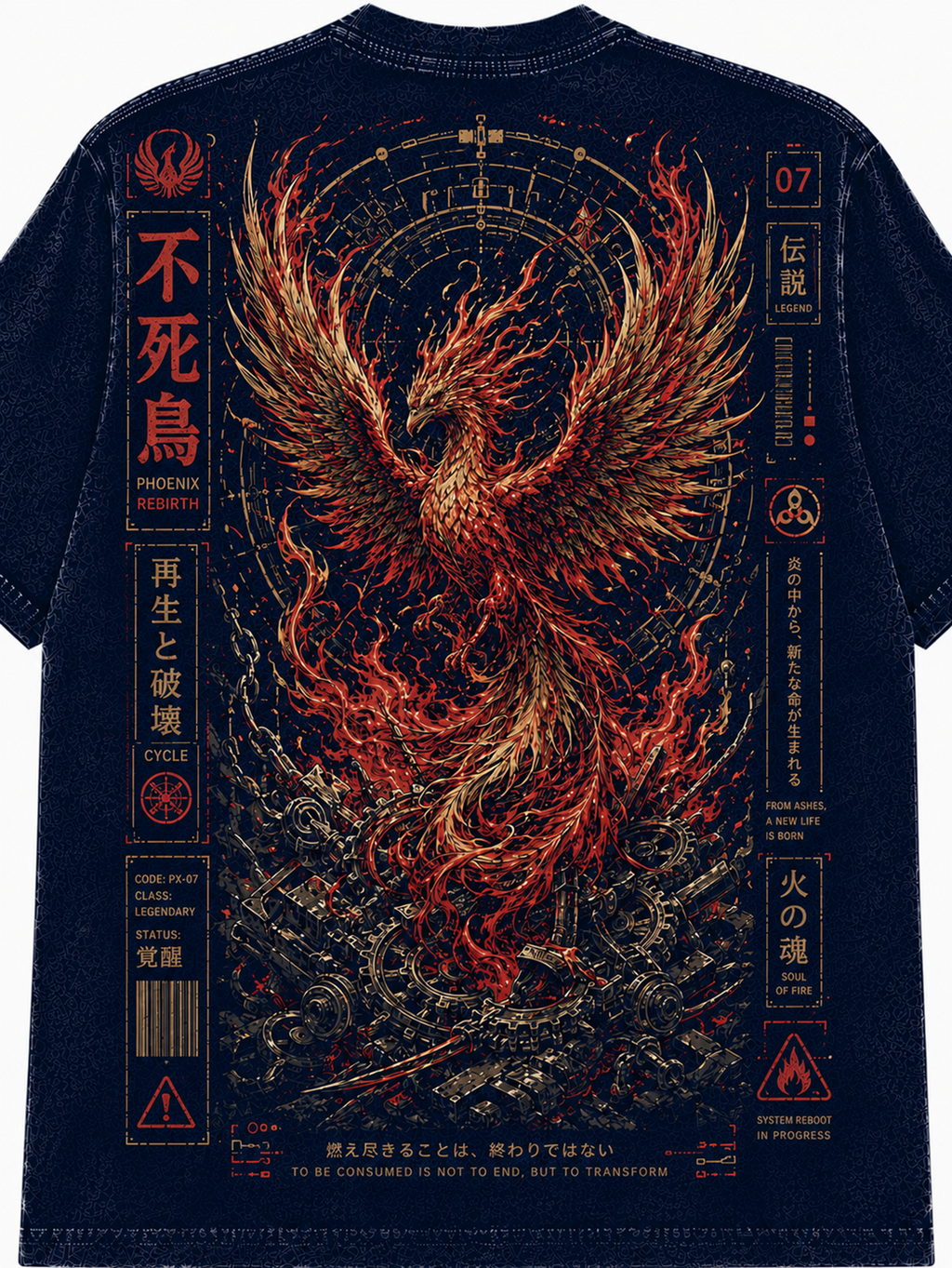 Phoenix Rebirth Japanese Inspired Graphic Vintage Tee