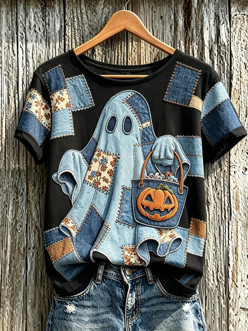 Cute Ghost Pumpkin T-Shirt Halloween Merch Funny Halloween Gifts For Her
