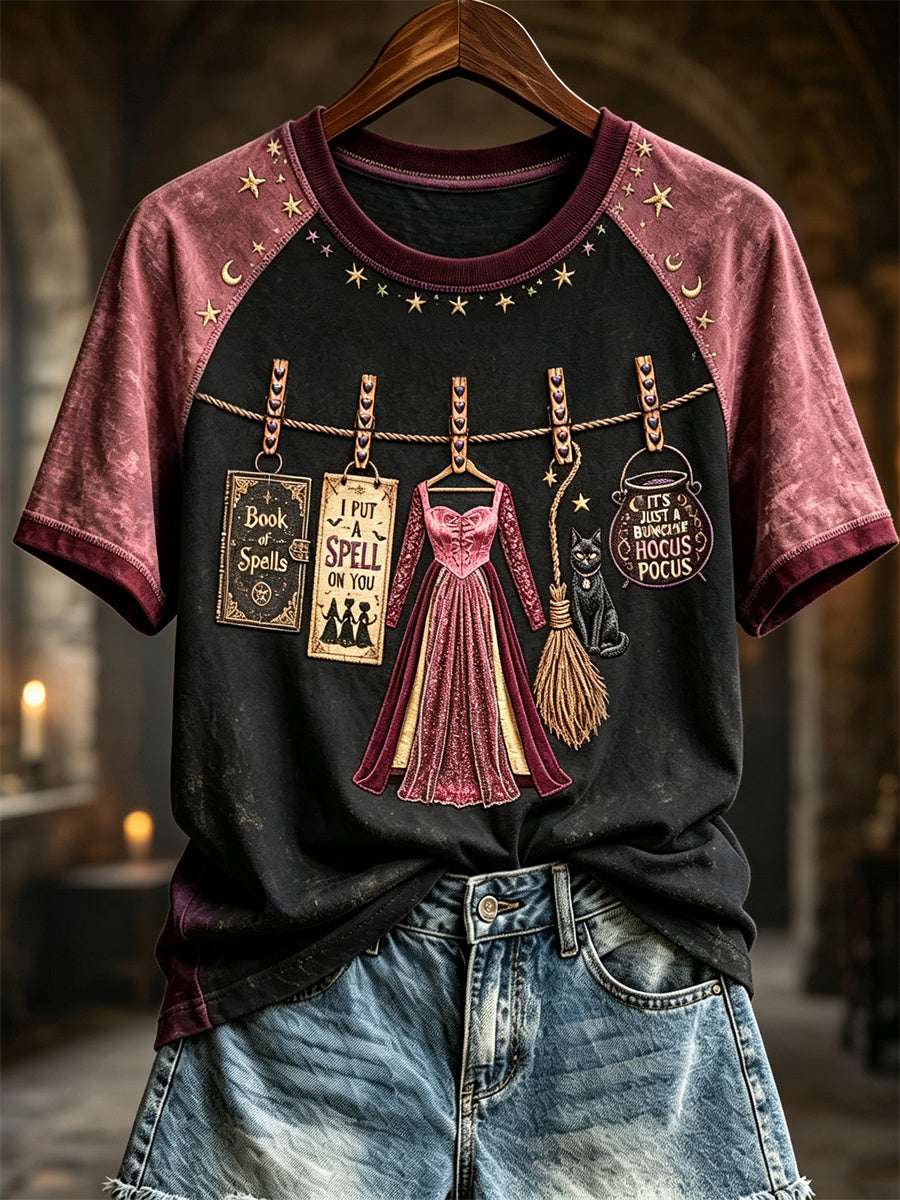 Hocus Pocus Witch Clothesline T-Shirt Halloween Witch Clothing Good Gifts For Her