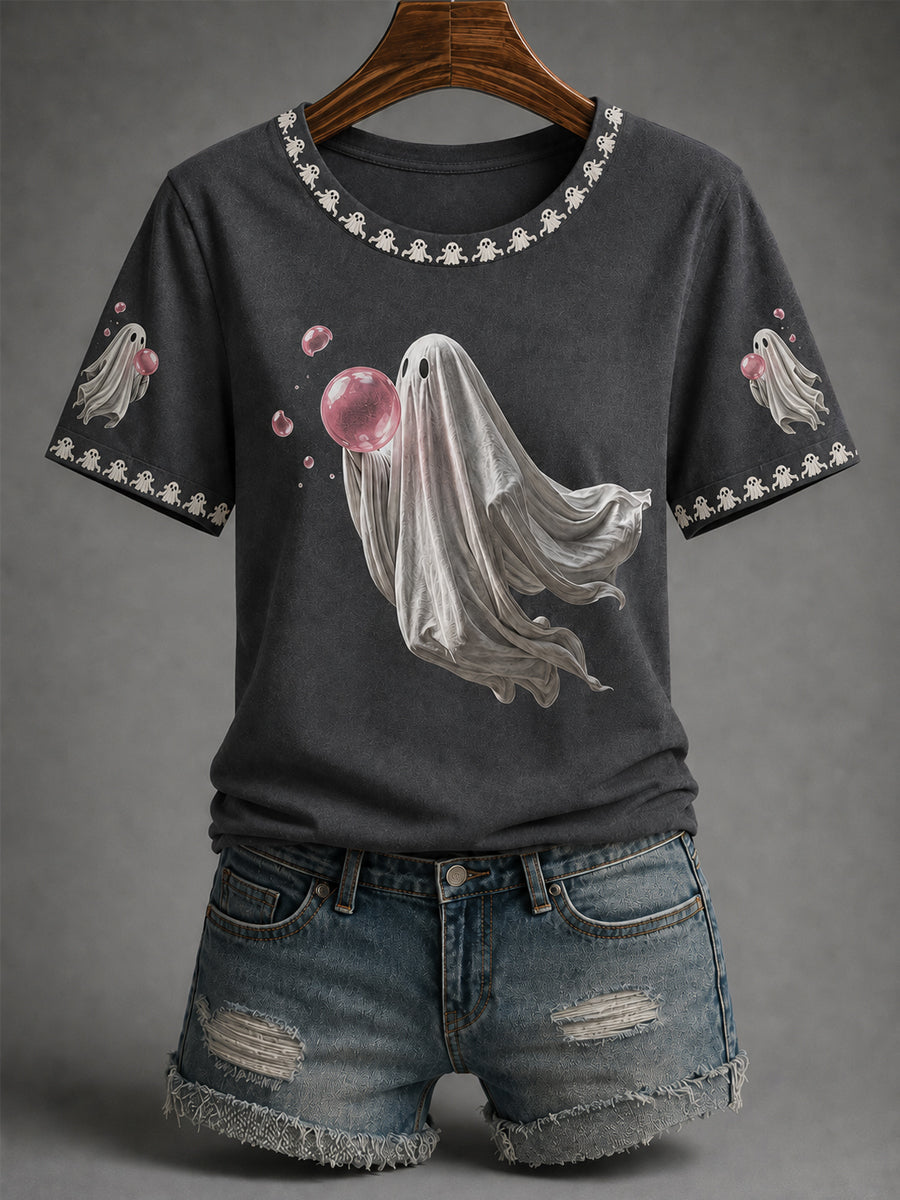 Ghost Blowing Bubbles T-Shirt Halloween Merch Halloween Gifts For Girlfriend