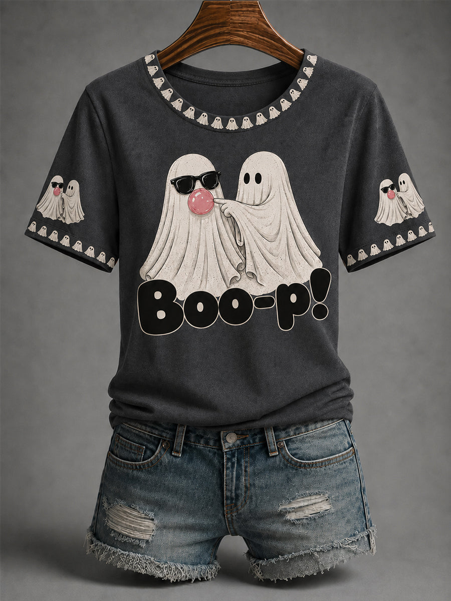 Boo-p T-Shirt Halloween Ghost Merch Gift For Halloween Enthusiasts