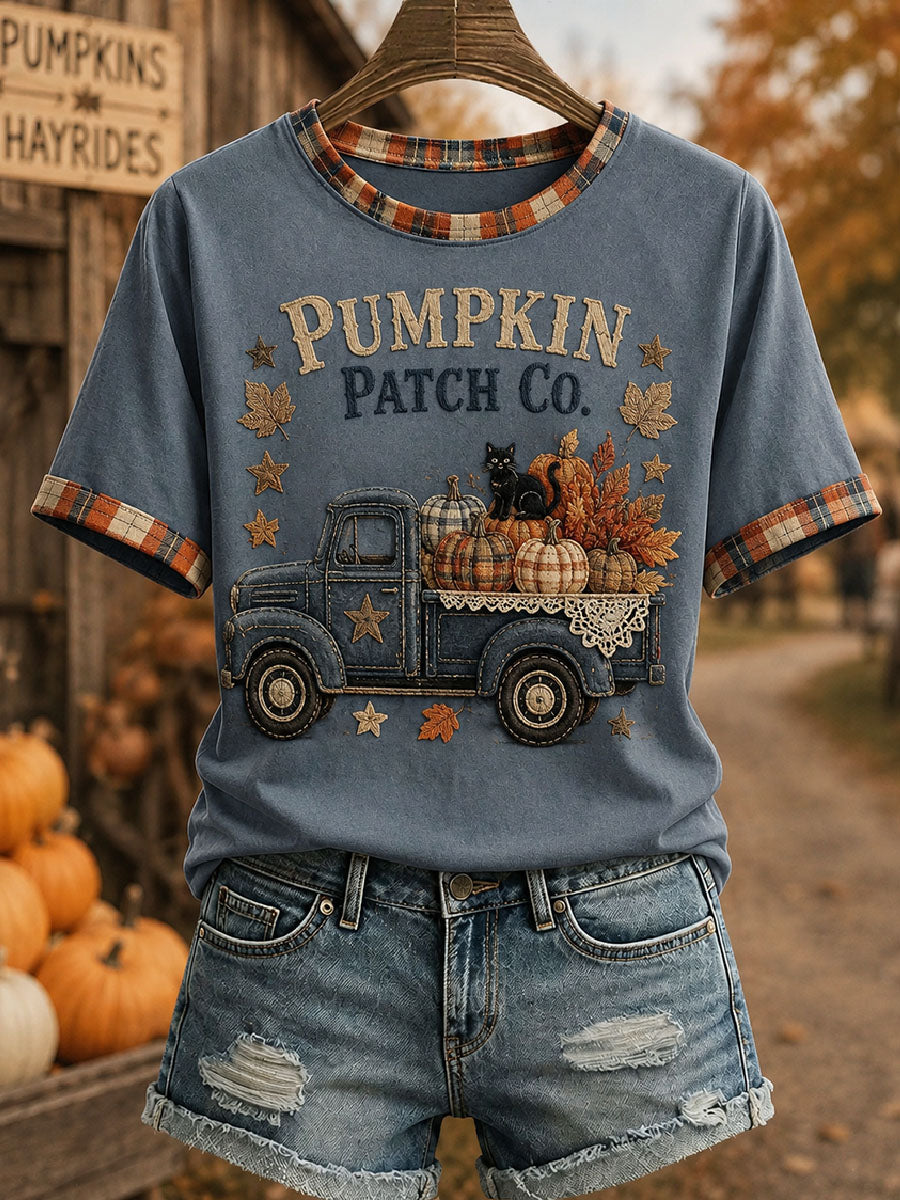 Autumn Harvest Truck Black Cat T-Shirt Autumn Halloween Merch Gift Ideas For Wife