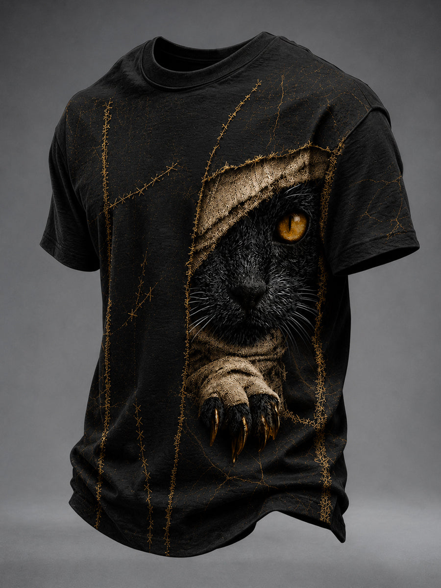 Black Cat Mummy Halloween T-Shirt Halloween Merch Unique Halloween Outfit