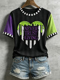 Never Trust The Living T-Shirt Halloween Spooky Merch Halloween Clothes For Her