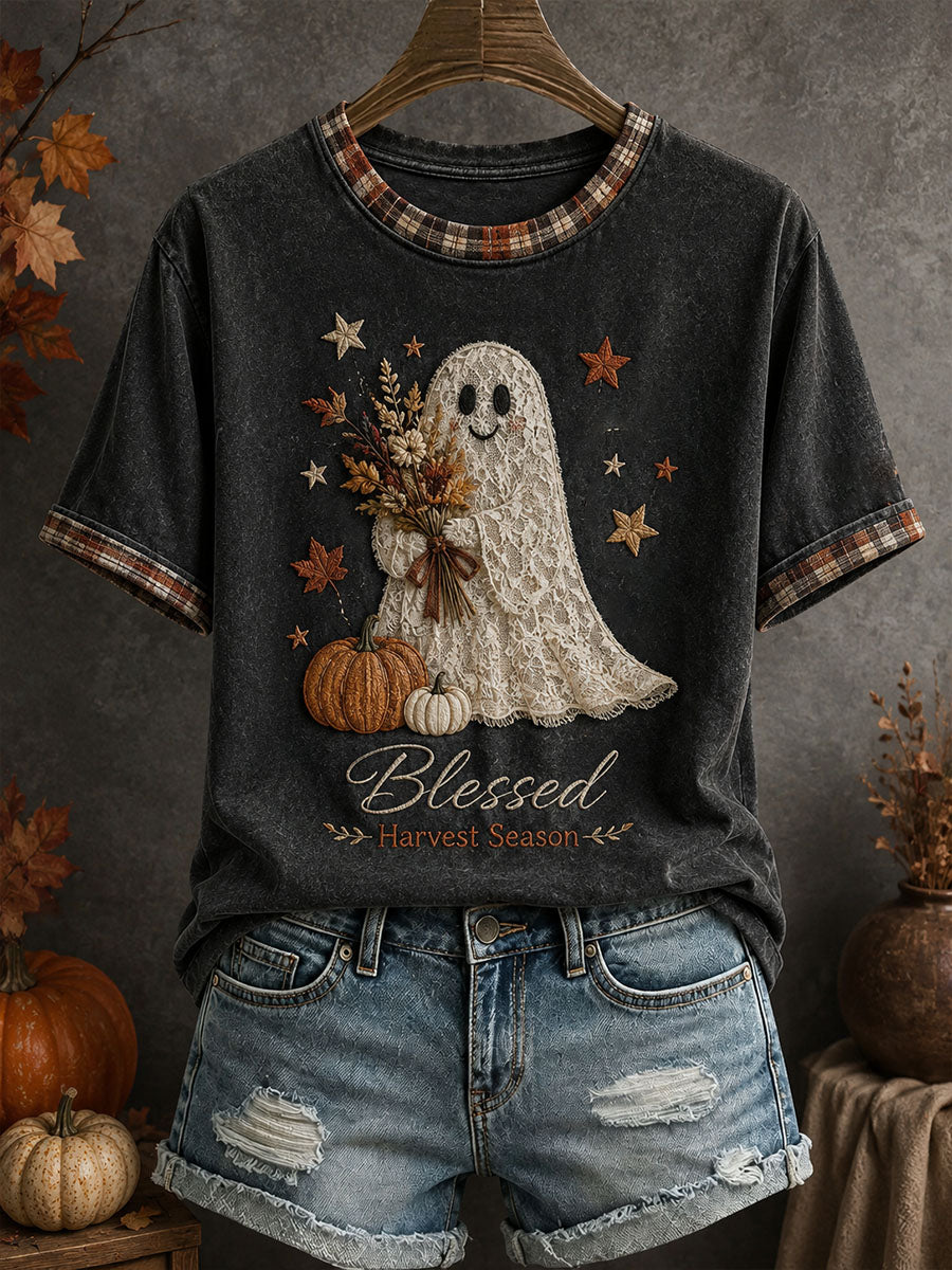 Blessed Harvest Season T-Shirt Halloween Ghost Merch Present For Halloween