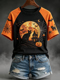 Halloween Black Cat Full Moon T-Shirt Halloween Spooky Merch Best Birthday Gift For Her