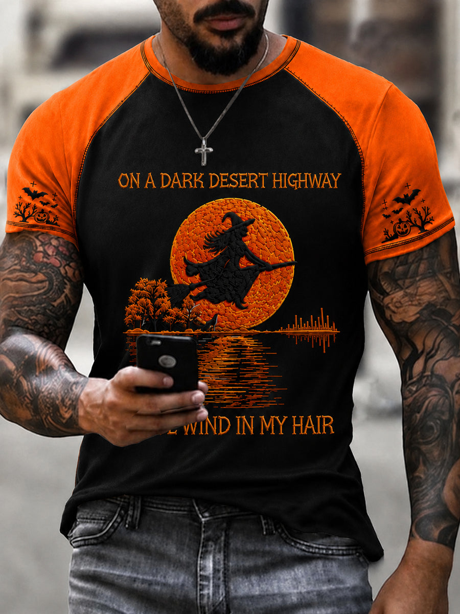On A Dark Desert Highway Wind In My Hair T-Shirt Halloween Witch Merch Halloween Gifts For Him