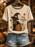Stay Thankful T-Shirt Halloween Cat Merch Halloween Apparel Gifts
