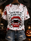 You_re Not My Blood Type V-Neck Shirt Halloween Lover Clothing Apparel For Spooky Lover