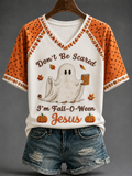 Don_t Be Scared I_m Fall-o-ween Jesus V-Neck Shirt Christian Halloween Fall Clothes