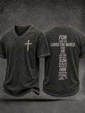 For God So Loved The World That He Gave His One And Only Son V-Neck Shirt Religious Symbol Merch