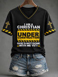 I Am A Christian Under Construction God_s Not Done With Me V-Neck Shirt Christian Faith Clothes