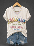 I Sing Of Your Goodness Psalm 89 1 V-Neck Shirt Christian Birds Music Merch Baptism Gift Mom