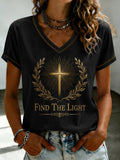 Find The Light V-Neck Shirt Christian Cross Faith Clothing Christian Athlete Gift