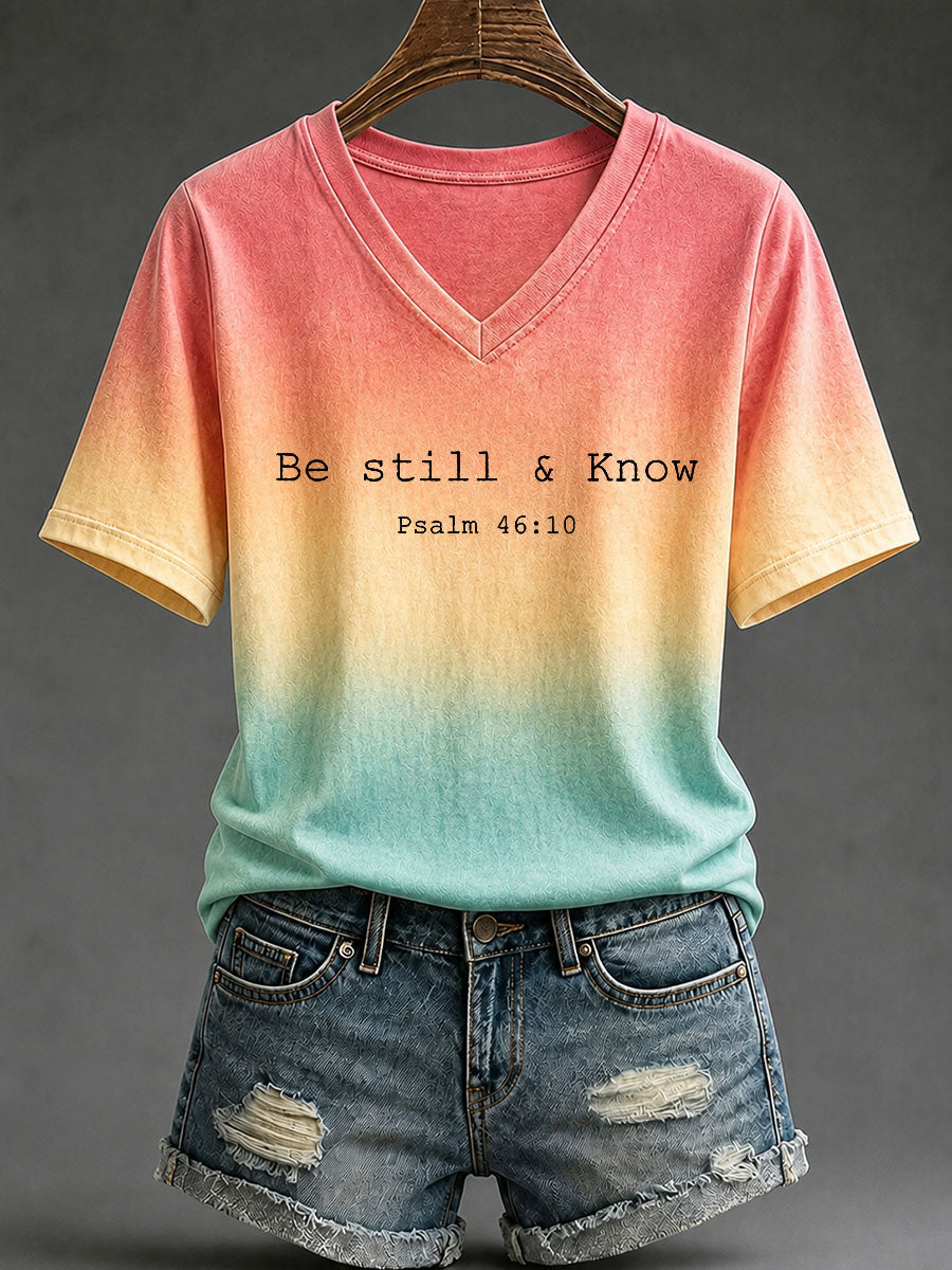 Be Still And Know Psalm 46 10 V-Neck Shirt Christian Faith Merch Religious Gifts For Men