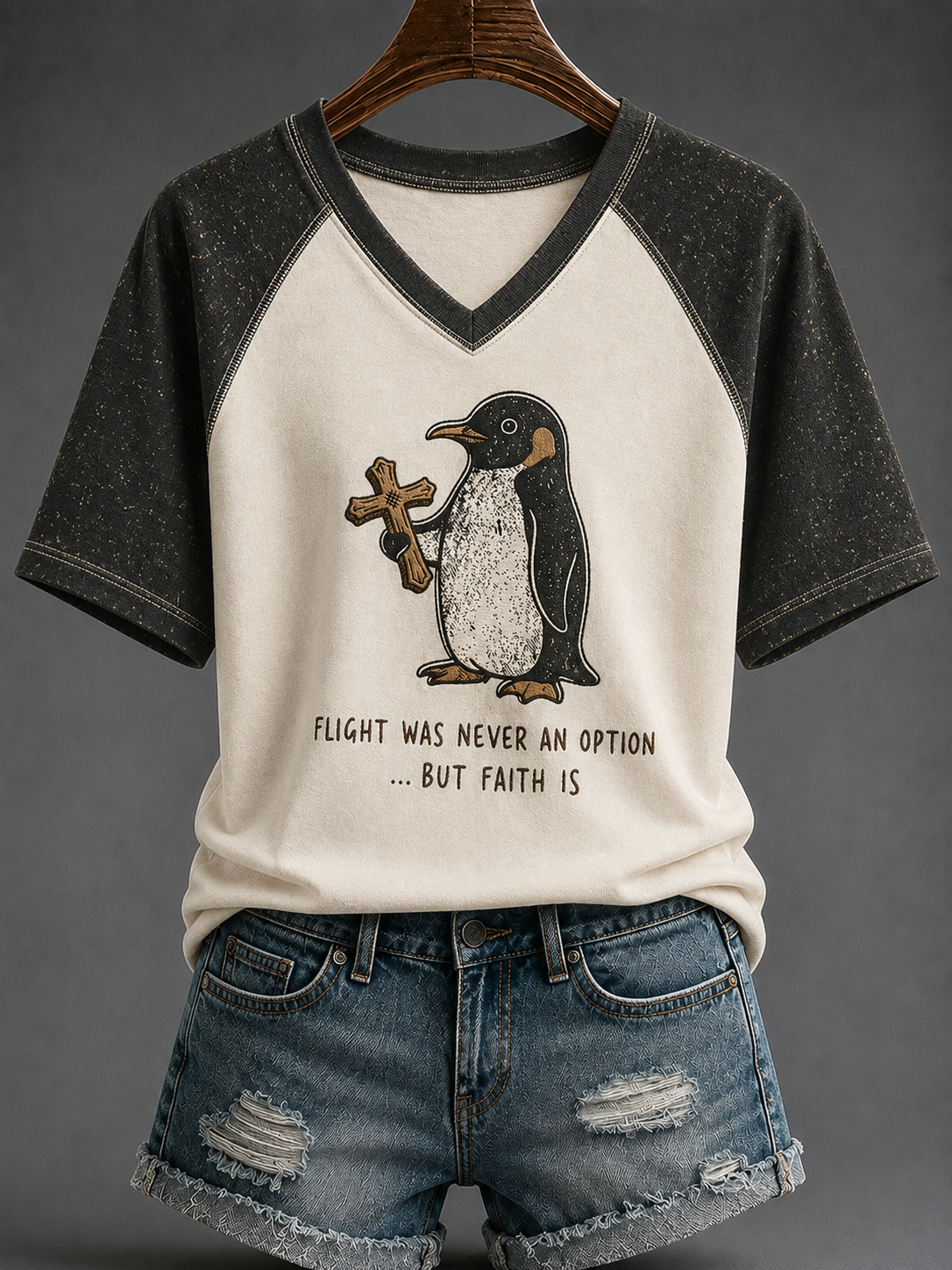 Flight Was Never An Option But Faith Is V-Neck Shirt Religious Gift For Her