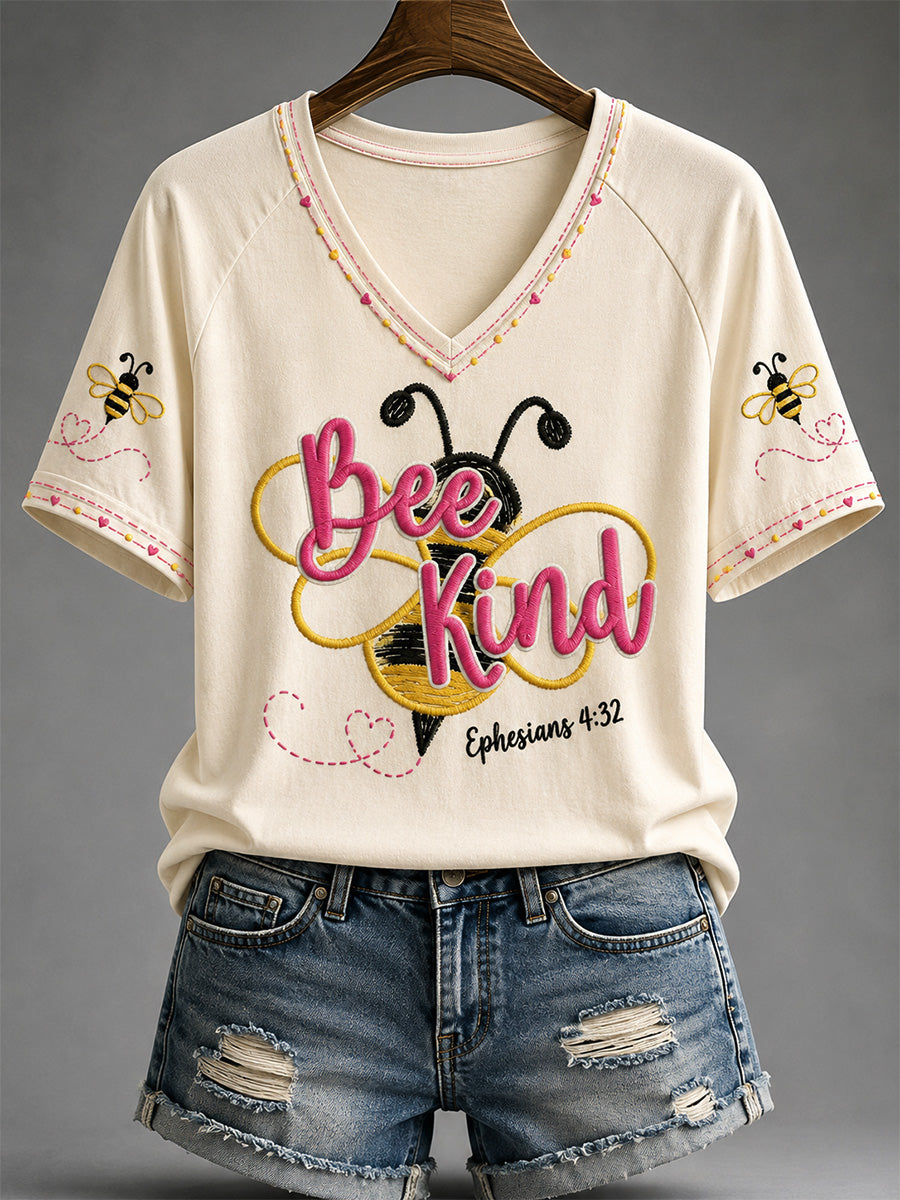 Bee Kind Ephesians 4 32 V-Neck Shirt Christian Bee Merch Religious Gifts Guys